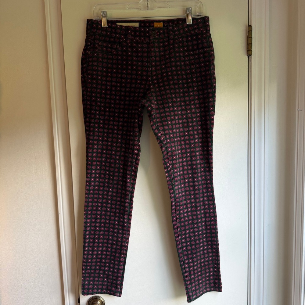 Pilcro and the Letterpress Serif Corduroy Pants Green Pink Medallion 30P Petite